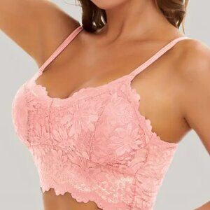 4pcs LACED CAMI TOPS NYLON BLEND WIRELESS BRAS SIZE M NEW